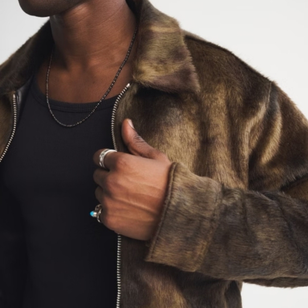 Abercrombie & Fitch Brown Faux Fur Bomber Jacket - Picture 3 of 8
